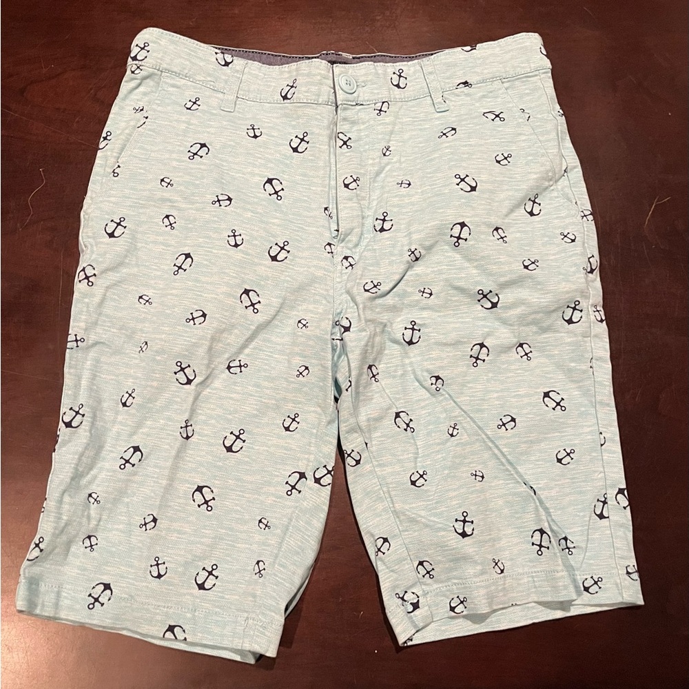 Light Blue Anchor Print Shorts